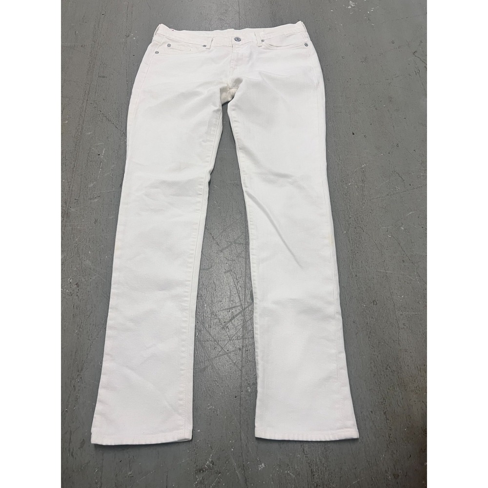 7 For All Mankind Jeans Womens 34" Waist White Denim Straight 34x33 Streetwear